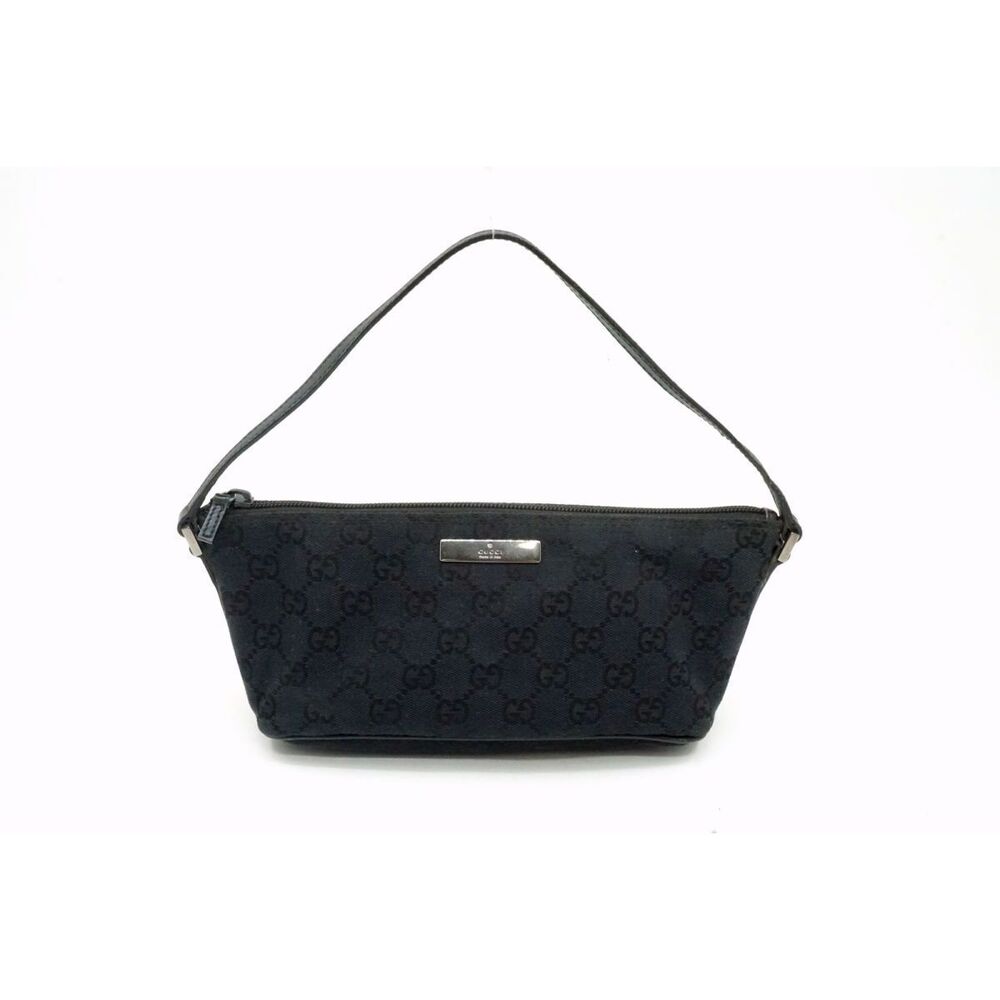 Gucci Accessory Clutch Handbag GG Canvas Black